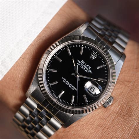 rolex datejust ref 16234 black dial with papers|rolex 16234 production years.